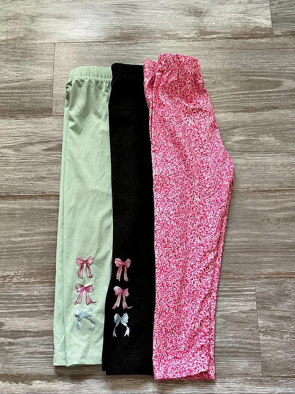 Girls Leggings 3-Pack in Pink & Green